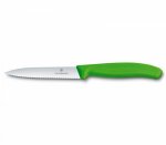 Нож за белене Victorinox SwissClassic 10 см., назъбено острие, зелен 6.7736.L4