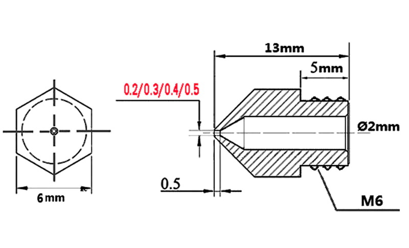 Дюзи за 3Д принтери MK8 месингово 0.4mm