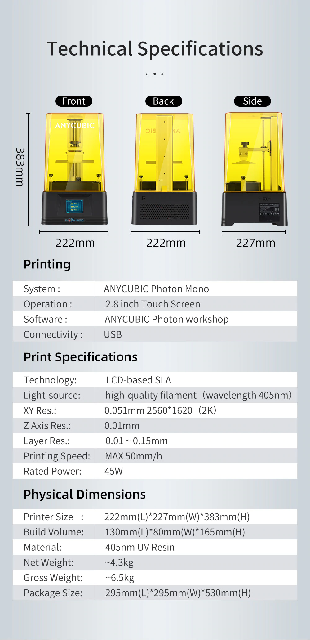 ANYCUBIC Photon Mono 3D принтер с голяма прецизност