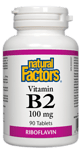 Natural Factors, Витамин В2, 100 мг, 90 таблетки