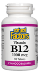 Natural Factorts, Витамин B12, 1000 микрограма, 90 таблетки