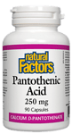 Natural Factors, Пантотенова киселина, 250 мг, 90 капсули