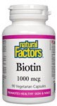Natural Factors, Биотин, 1000 микрограма, 90 капсули
