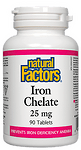 Natural Factors, ЖЕЛЯЗО (ХЕЛАТ) 25 mg, 90 таблетки