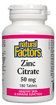 NAtural Factors, ЦИНК 50 mg, 180 таблетки