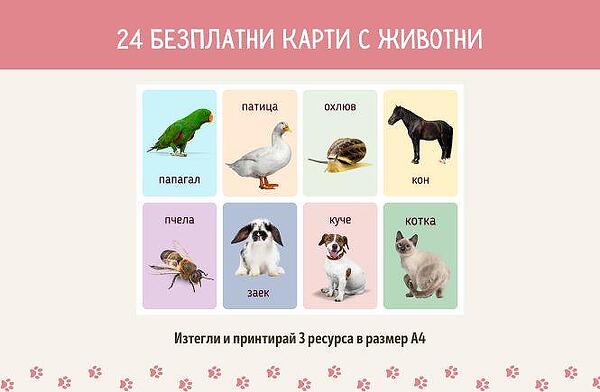 Безплатни карти с животни - за принтиране