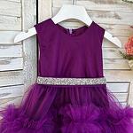 Официална детска рокля от тюл с ръчно декорирани елементи в цвят бордо - 4012-Copy