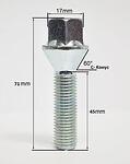 БОЛТ ЗА ДЖАНТА M14x1.25 КОНУС L45ММ A17