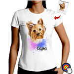 Дамска арт Тениска с твоя Домашен любимец (Цветни петна )