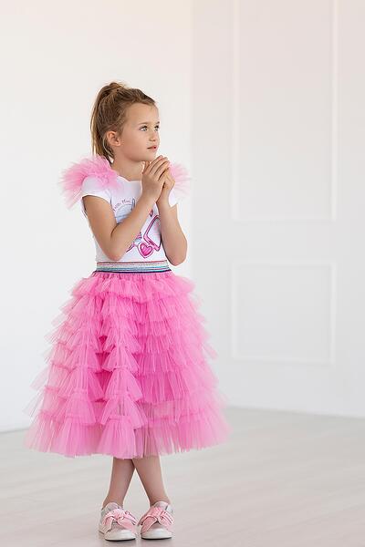 Пола с ластик в розово