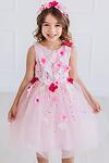 Розова рокля с цветя и кристали