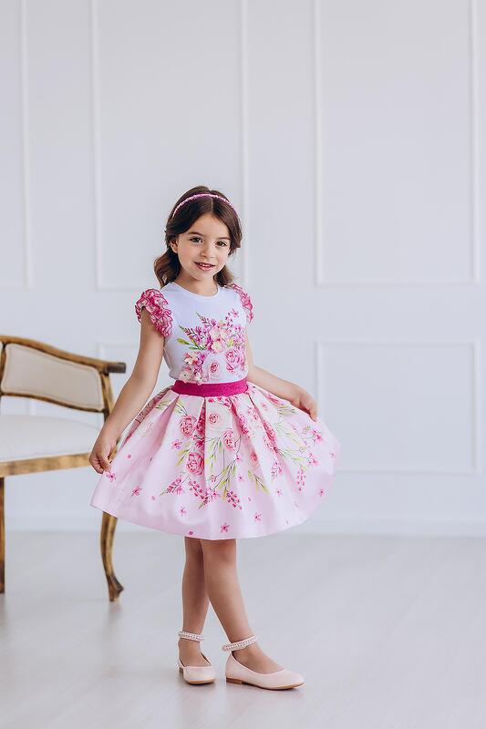 Розова пола с флорален принт