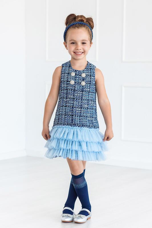 Рокля от букле в синьо