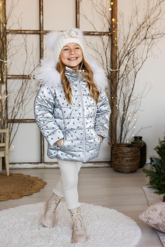 Сребърно яке с косъм от лисица