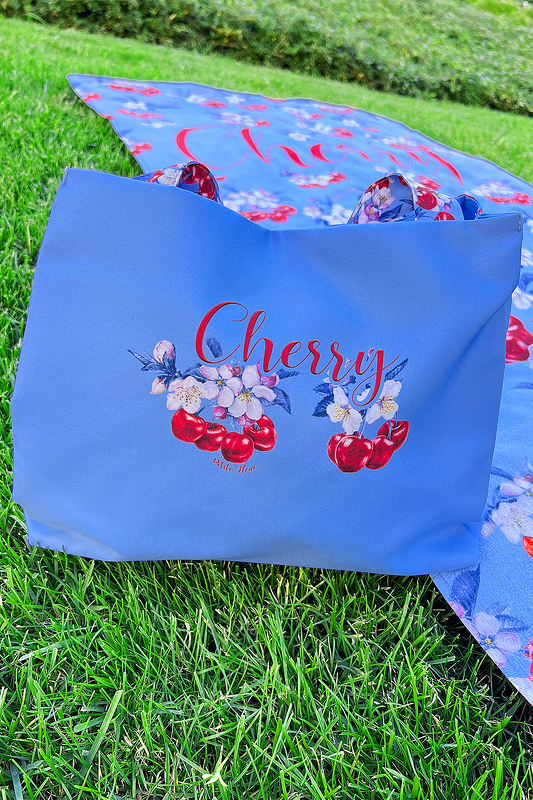 Плажна чанта с принт черешки