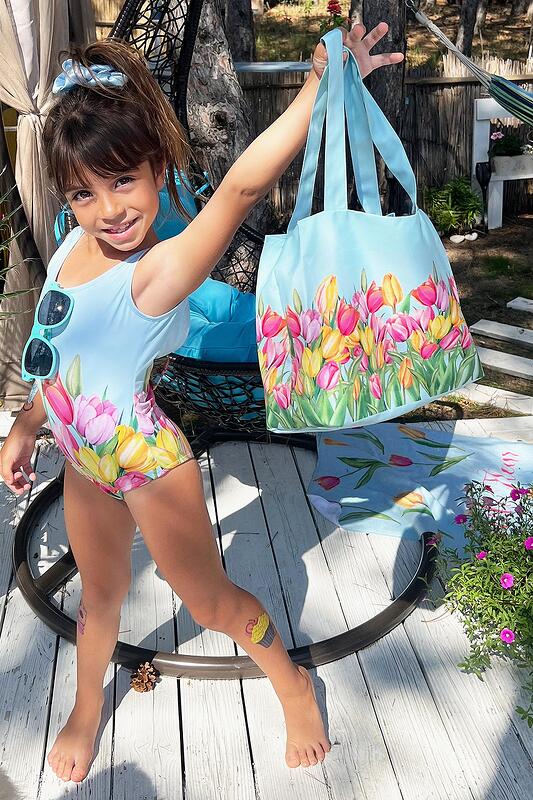 Плажна чанта с принт лалета