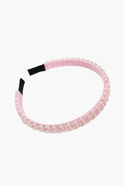Диадема в розово с перли и кристали