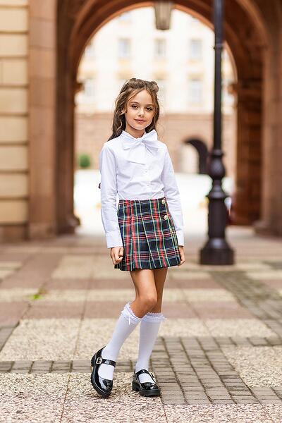 Карирана детска пола в тъмно син цвят