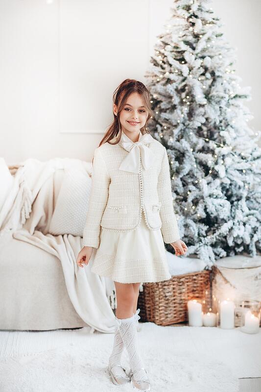 Сако за момиче от букле с перли 2024