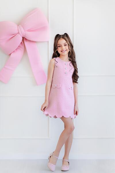 Рокля от букле за момиче в розов цвят