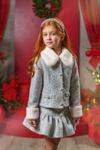 Детско сребърно сако с пухена яка