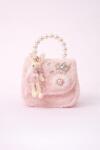 Детска чанта с перли и декоративни елементи – розова