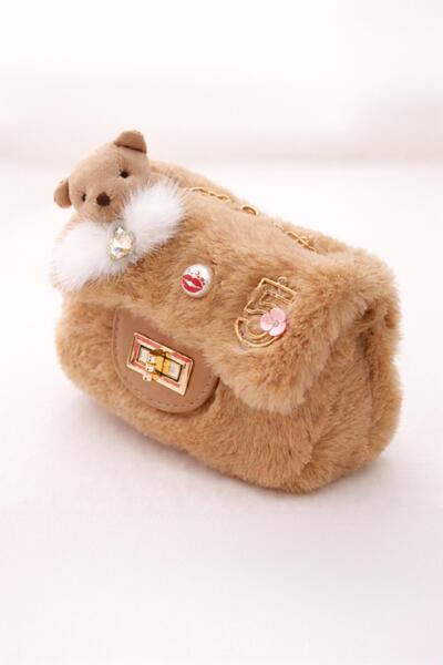 Детска чанта с перли и декоративни елементи – розова-Copy