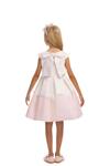 Официална детска рокля в бяло и розово с голяма панделка