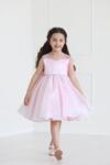 Луксозна детска рокля с панделка – розова