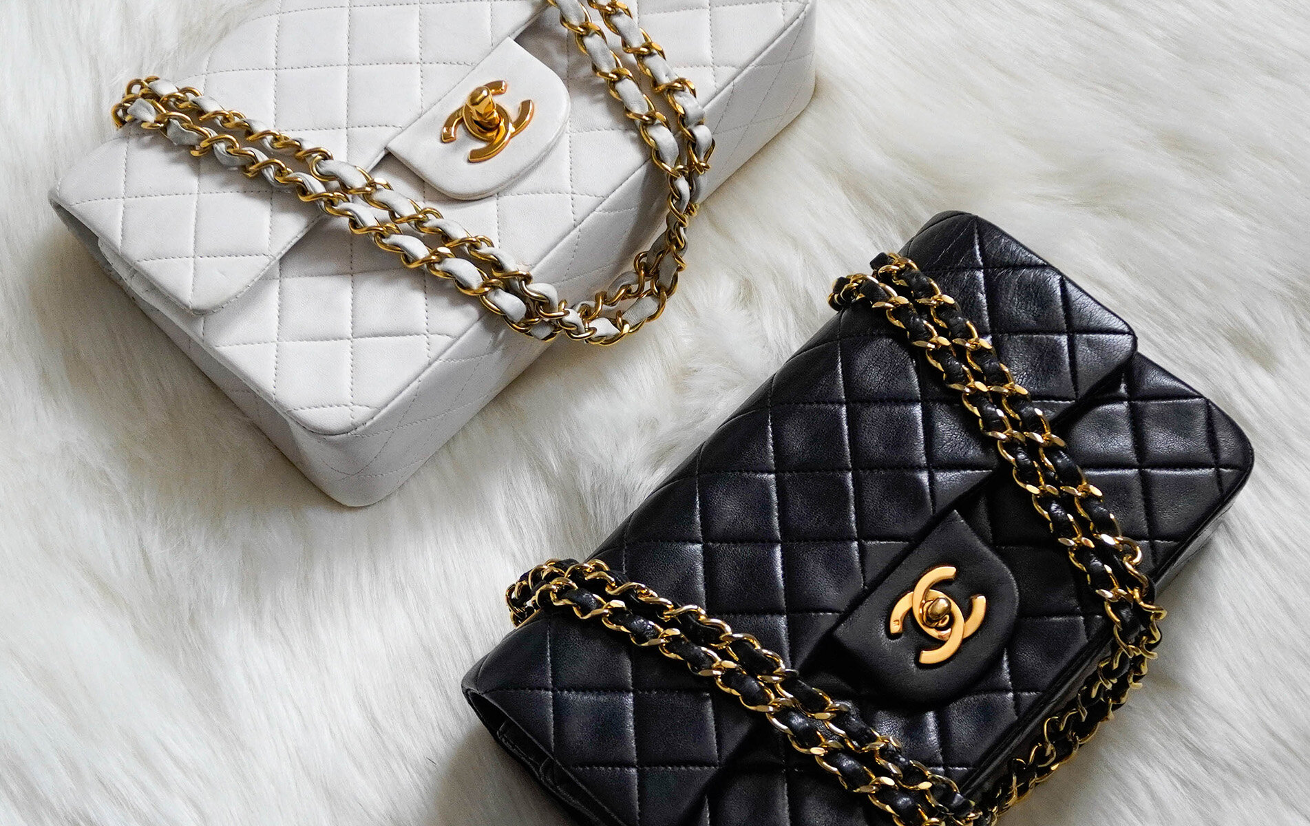 Chanel Timeless Classic Medium Double Flap Bag In Black Quilted Lambskin  With 24K Gold-Plated Hardware And Mademoiselle Chain