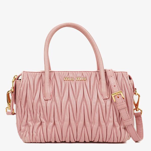 Miu Miu Drawstring Grained Leather Bucket Bag