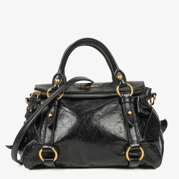 Miu Miu Drawstring Grained Leather Bucket Bag