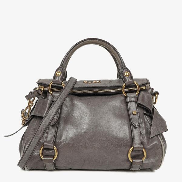 Pre-Owned Miu Miu Vitello Lux Black Mini Bow Satchel Bag