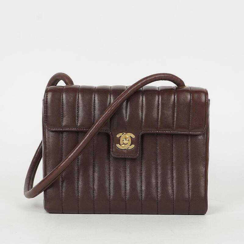 Chanel Small Vintage Classic Flap Bag In Chocolate Brown Vertical Quilted Lambskin And 24K Gold Plated Hardware