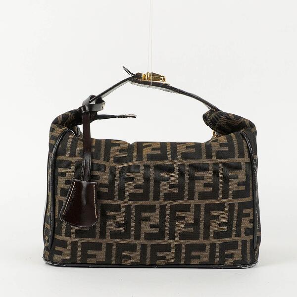 Vintage FENDI Brown Zucca Jacquard Mini Pouch Bag Handbag at