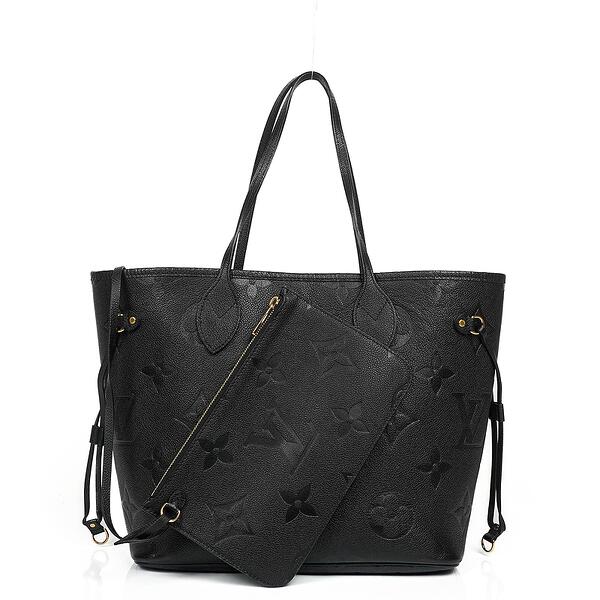 Louis Vuitton Neverfull MM Black Empreinte Leather Tote Bag