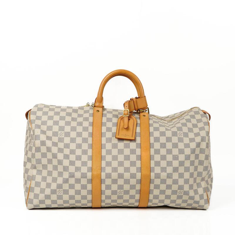 Preowned original Louis Vuitton Keepall 50 Damier Azur Travel Bag