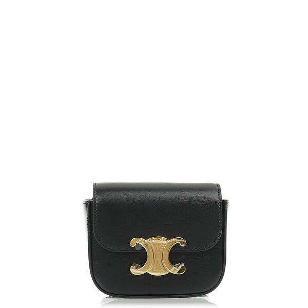 SMALL WALLET TRIOMPHE IN SHINY CALFSKIN - BLACK