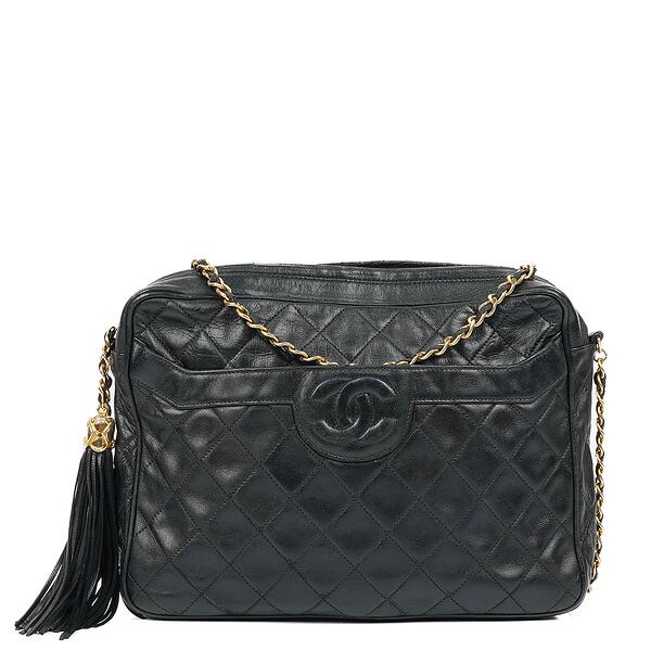 Chanel 1994 Vintage Black Caviar Classic Gold CC Backpack Bag 24k