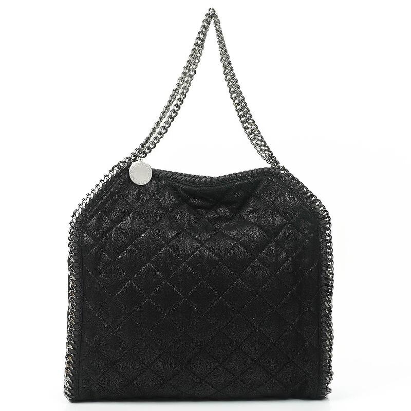 Stella McCartney Small Falabella Black Quilted Vegan Shaggy Dear