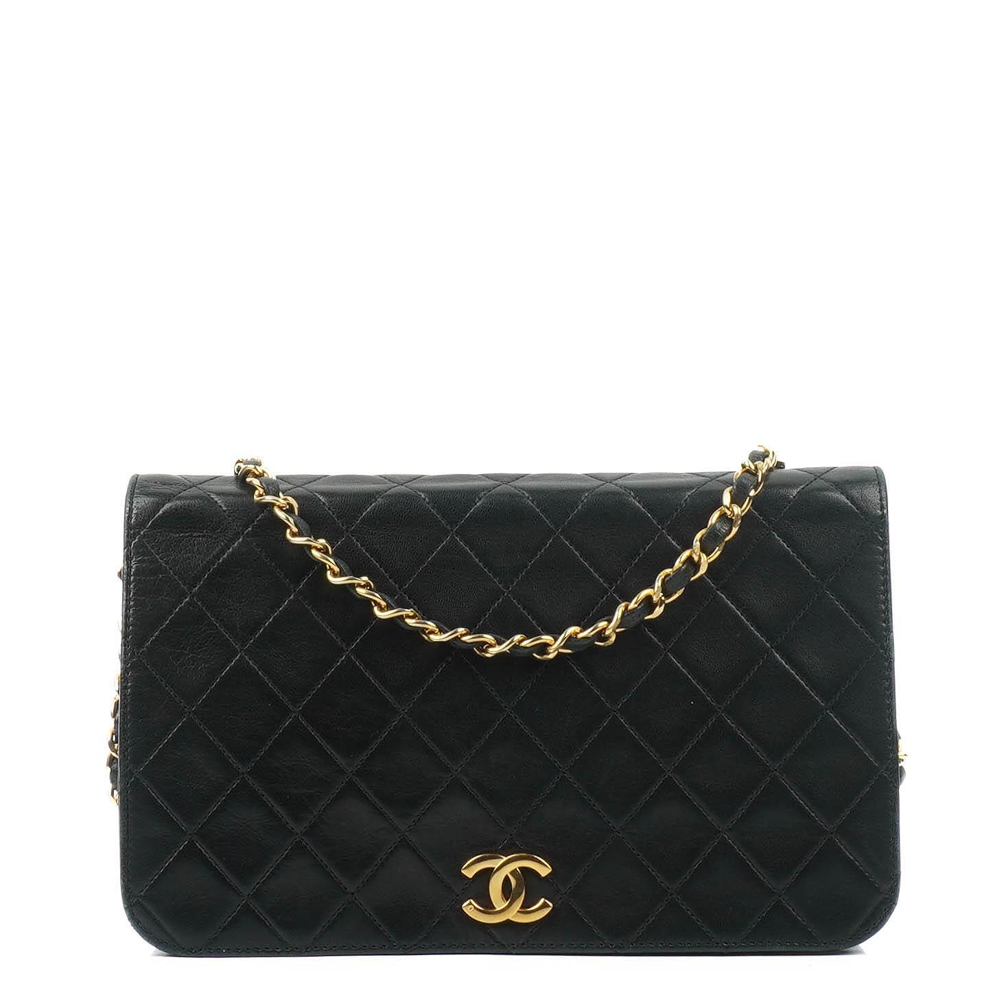 Chanel Classic Black Quilted Lambskin Full Flap With 24K Gold-Plated  Hardware