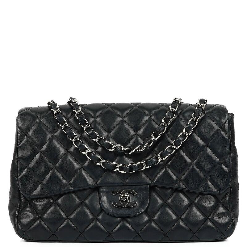 Chanel Jumbo Classic Black Quilted Leather Flap Bag With Silver Hardware