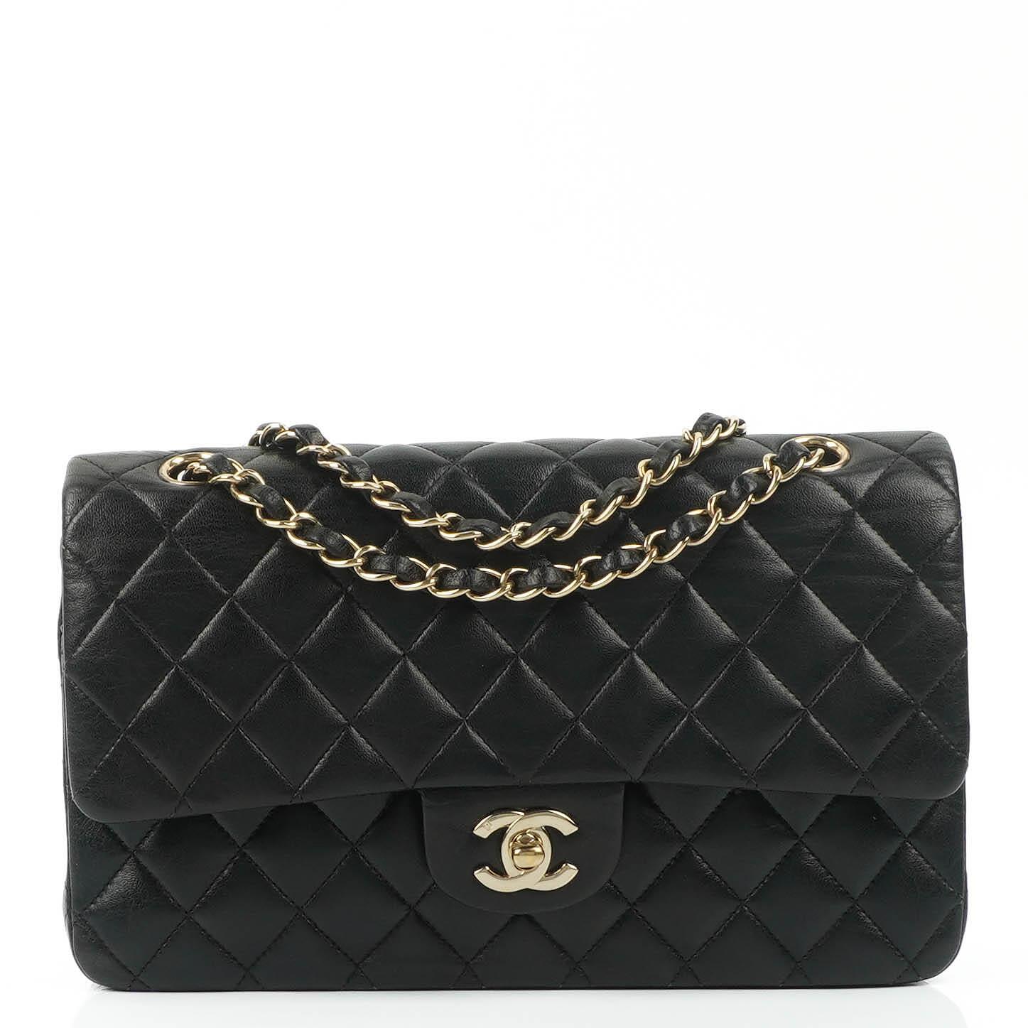 Chanel Classic Quilted Lambskin Medium Double Flap Bag With 24K
