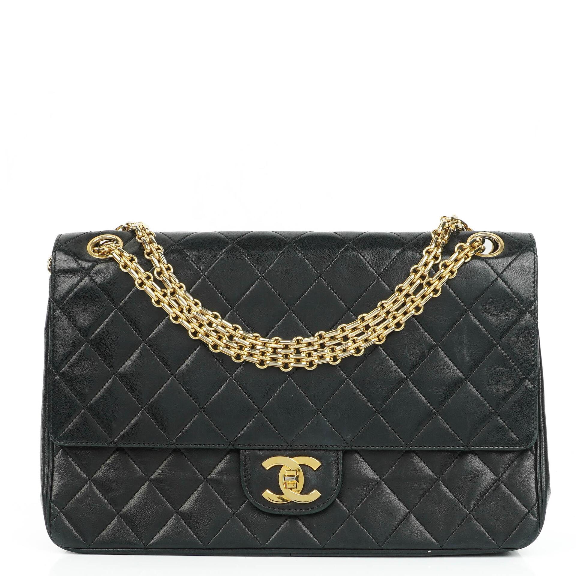 Chanel lambskin quilted clearance medium double flap black