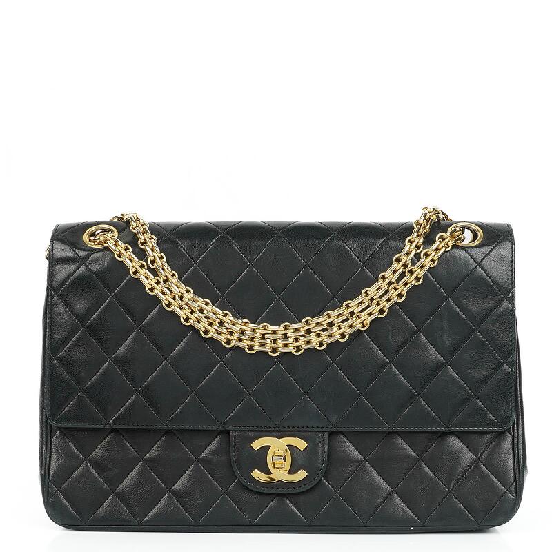 Vintage classic double flap bag quilted lambskin best sale medium