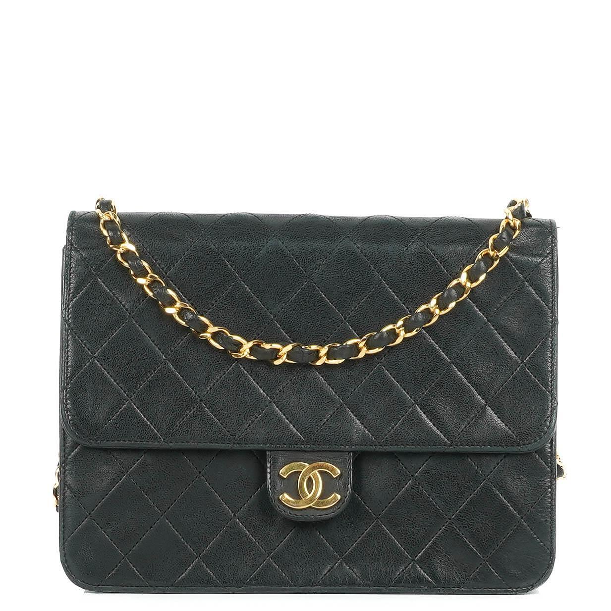 Chanel Small Classic Black Quilted Lambskin Single Flap Bag With