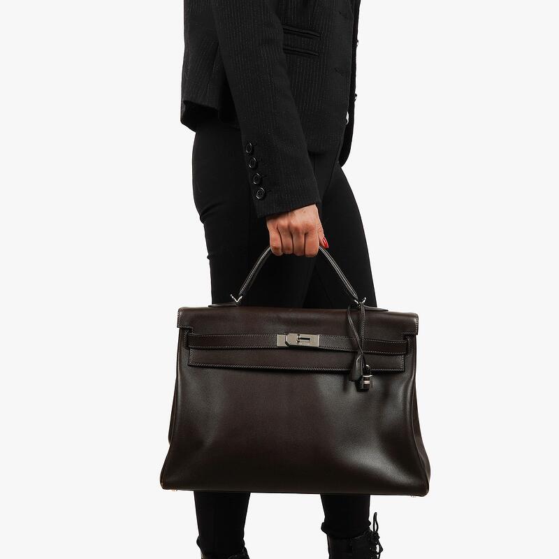 Pre-Loved Hermes Kelly 40 Retourne Ebene Gulliver Leather With