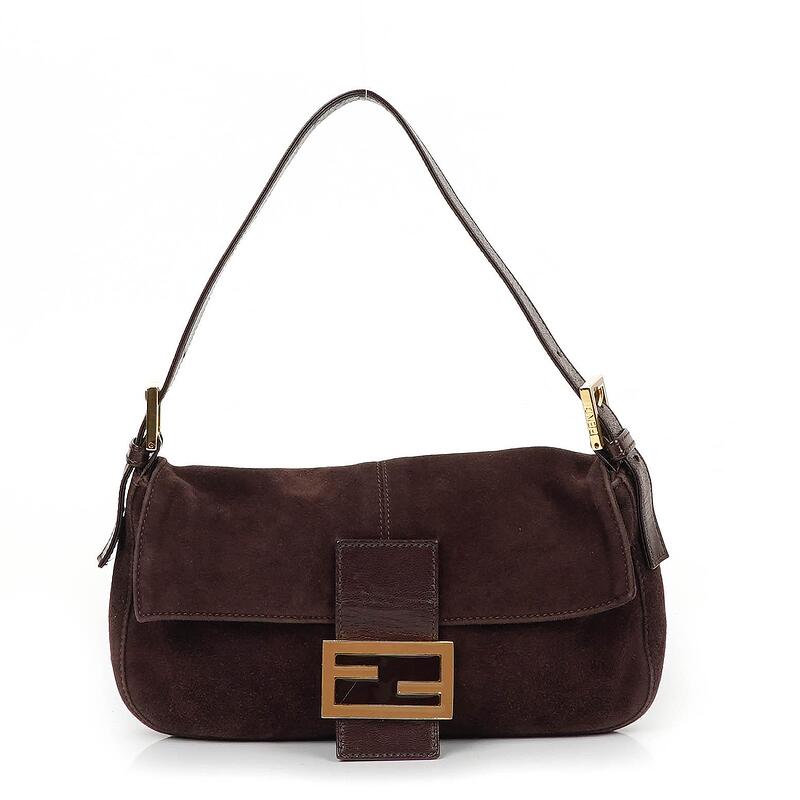 Pre Owned Fendi Baguette Brown Suede Shoulder Bag