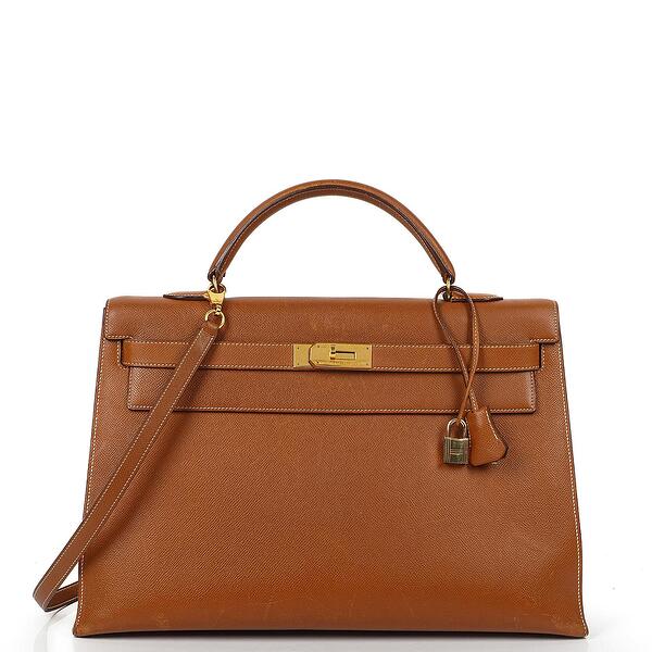 Pre-Owned Hermes Kelly 40 Vintage Sellier Gold Courchevel With