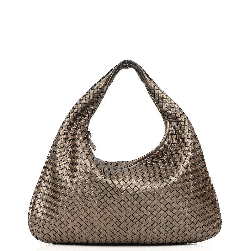 Bottega Veneta Chrome Metallic Nappa Intrecciato Large Veneta Hobo Bag